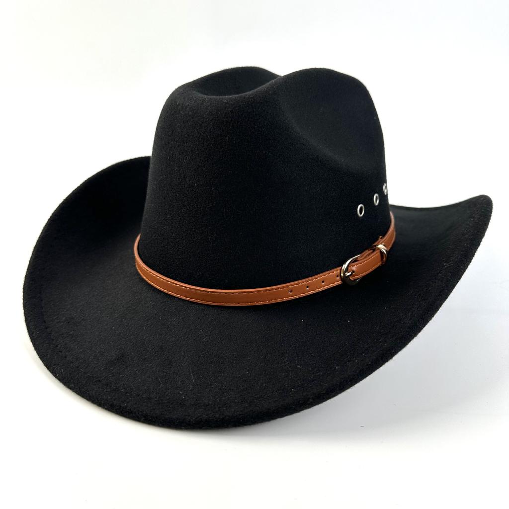 Popular Hat Women'S European And American Style Western Cowboy Hat Men'S Ethnic Style Big Edge Top Hat Jazz Hat