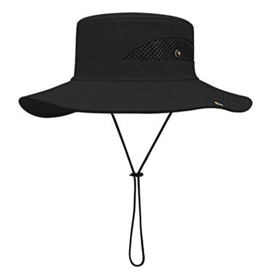 

Капелюх Bucket Hat з широкими полями Багатофункціональна зручна дихаюча шапка із захистом від ультрафіолету для риболовлі чорний