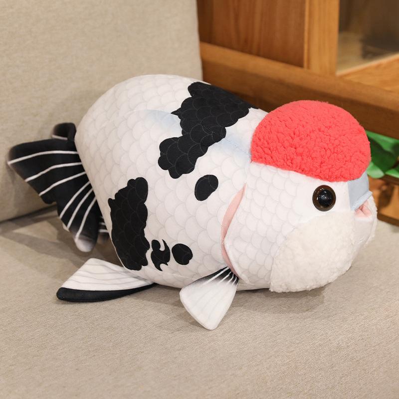 Simulation Goldfish Throw Pillow Plush Toy Doll Small Fish Lanshou Fish Doll Children Accompany Soothing Doll