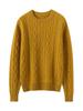 2026 Autumn/Winter Women's Cashmere Round Neck Cable Knit Sweater - Versatile, Loose, Slimming, Thick Knit.