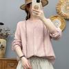 Women Cotton Yarn Soft Shirts Long Sleeve V Neck Blouses White Blue Patchwork Office Lady Tops Casual Female Clothes