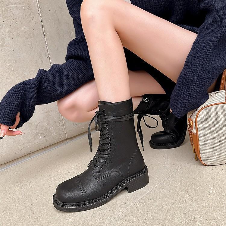 Grape mother winter new long knight boots belt buckle Internet celebrity cool locomotive boots women wear high-end women's boots