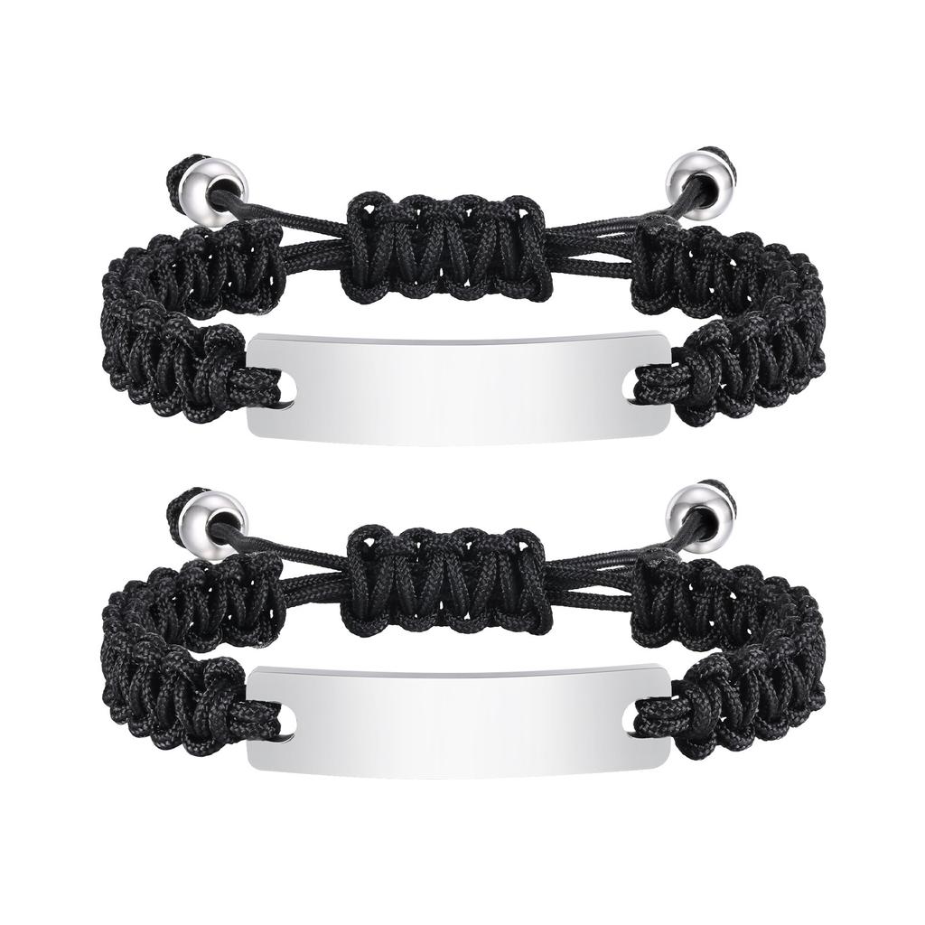 Vnox Personalized Valentines Day Gift for Couples, Adjustable Braided Woven Rope Bracelets, Love Promise Bracelets for Wife Her