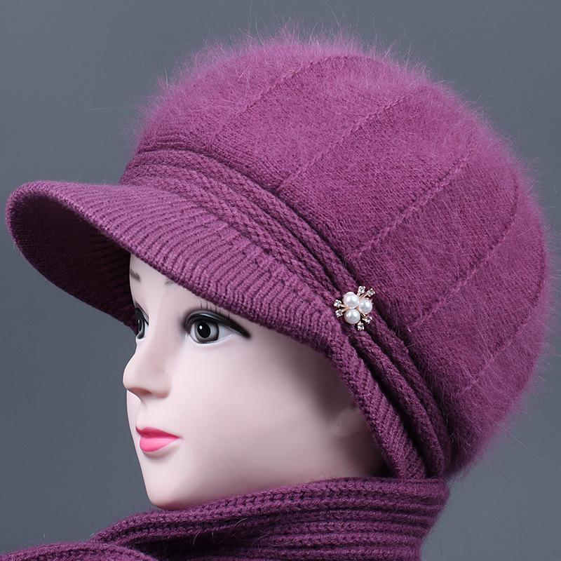 Winter hat female plush rabbit wool hat human thermal hat thickened knitted cotton hat