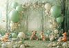 Photography Background Jungle Wildlife Fox Bear Balloon Decoration Kids Birthday Party Cake Smash Photo Background Banner