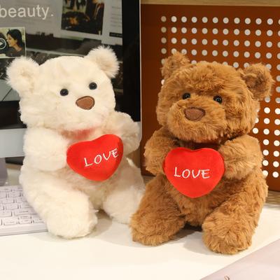 Cute Heart Bear Plush Toys Red Love Heart Creative Cartoon Animal Stuffed Doll Valentine's Day Surprise For Lovers Birthday Gift