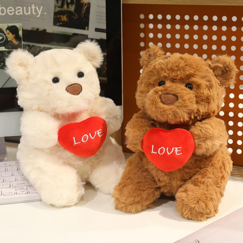Cute Heart Bear Plush Toys Red Love Heart Creative Cartoon Animal Stuffed Doll Valentine's Day Surprise For Lovers Birthday Gift