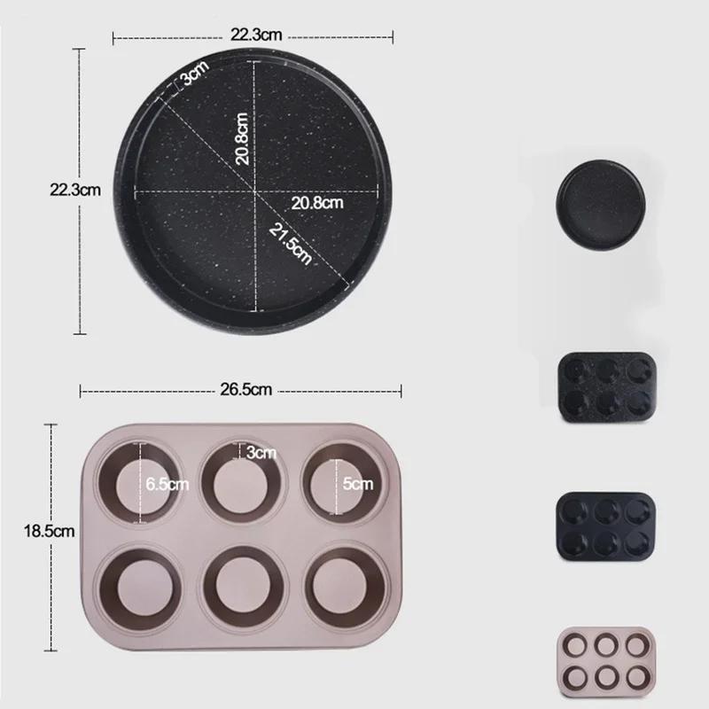 5pcs/set Nonstick Carbon Steel Baking Set - Bread Loaf Pan Muffin Cake Pizza Tray Oven Bakeware for Perfect Cooking