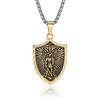 Saint Michael Archangel Stainless Steel Pendant Men's Necklace - Warrior Angel with Sword and Shield