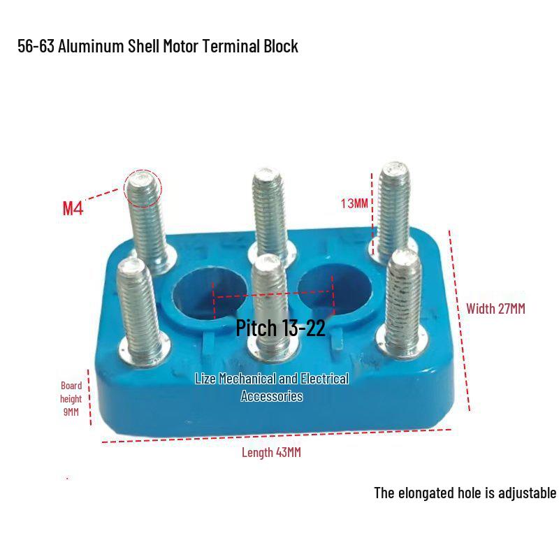 

Single-Phase Aluminum Motor Terminal Board 71mm, Raised Terminal Block, 18-20MM M4