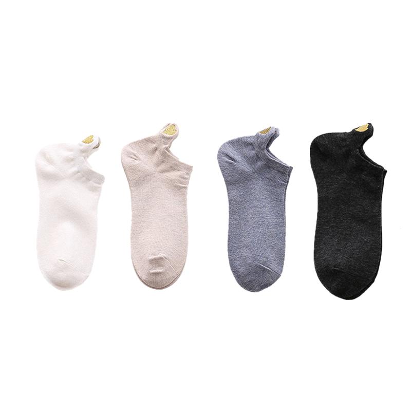 

4 пары женских носков до щиколотки для девочек, хлопковые милые повседневные забавные носки с сердечками, осенние разноцветный