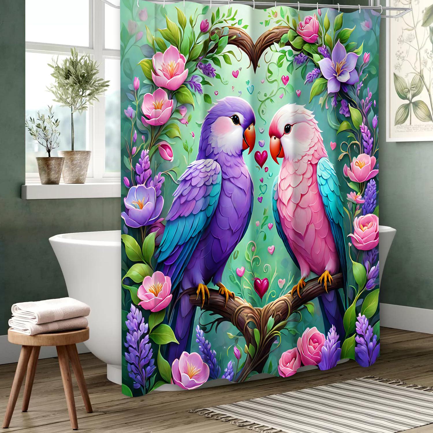 

Flower and Birds Pattern Bathing Curtain Bathroom Shower Curtain Waterproof With 12 Hooks Home Deco Free Ship 180x180cm curtain червоний