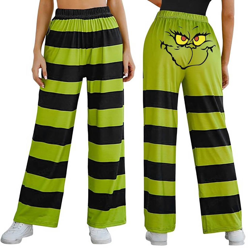 Women's Casual Fashion Christmas Print Elasticated Waist Trousers Pants