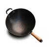 Vintage Uncoated Cast Iron Flat-Bottom Non-Stick Wok, Compatible with Induction & Gas Stoves, Ideal for Rural Household Stir-Fry.