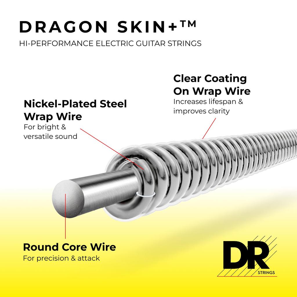 DR Strings DRAGON Electric Guitar Strings with Quantum Nickel Wound Strings (D-R) SKIN+ (DEQ-11)