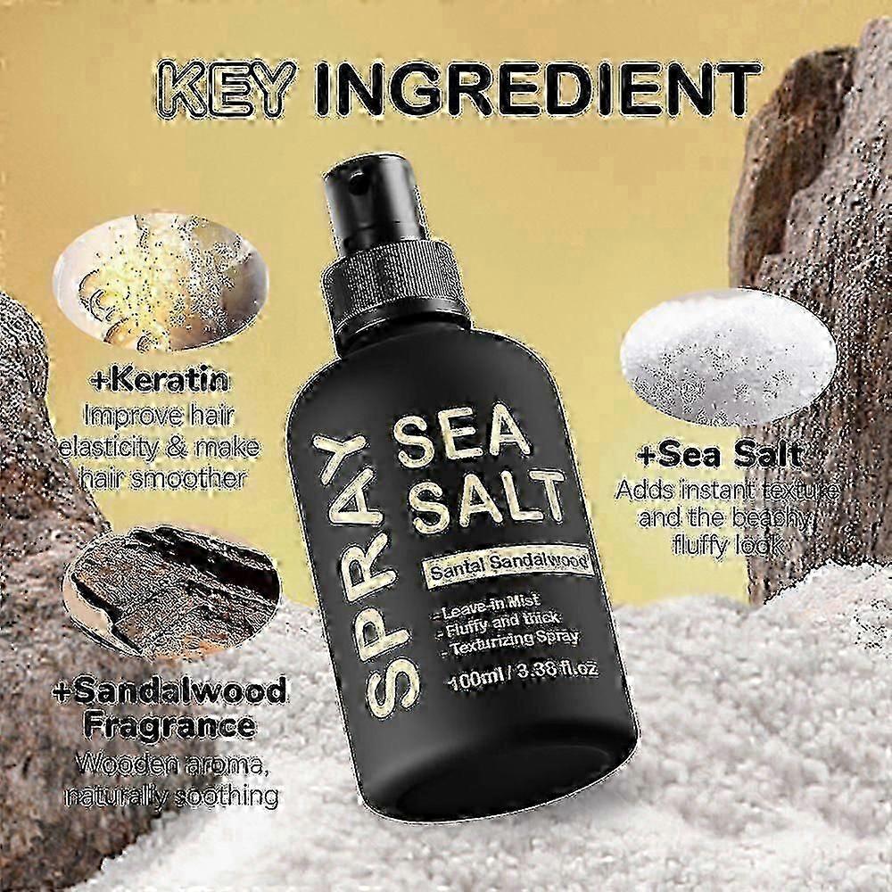 Based Sea Salt Spray, Natural Finish Sea Salt Spray For Hair, Volumizes & Texturizes,Light & Non-Greasy Hair Styling Spray for Women Men 100ml