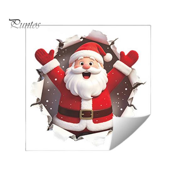 Durable Eco Friendly Wall Stickers 3D Break Santa Claus Toilet Lid Sticker, Winter Snow Scene Waterproof PVC Bathroom Decals Christmas Decal,