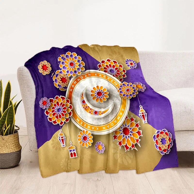 Müslüman Namaz HD Yumuşak Peluş Yatak Atma Karikatür Piknik Ince Battaniye Modern Flanel Battaniye Kapak Gedruckt Bettdecke Geschenk