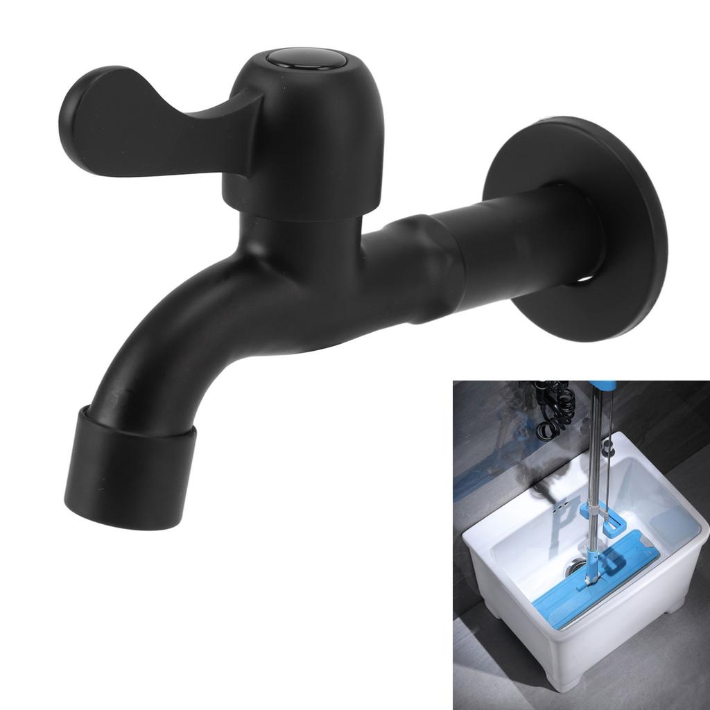 Water Faucet 304 Stainless Steel G1Celsius2 Caliber Wall Mounted Single Cold Water Tap Black