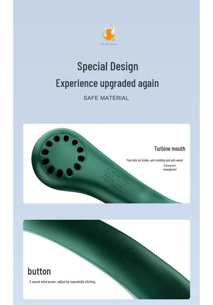 Rechargeable Bladeless Neck-Hanging Mini Fan