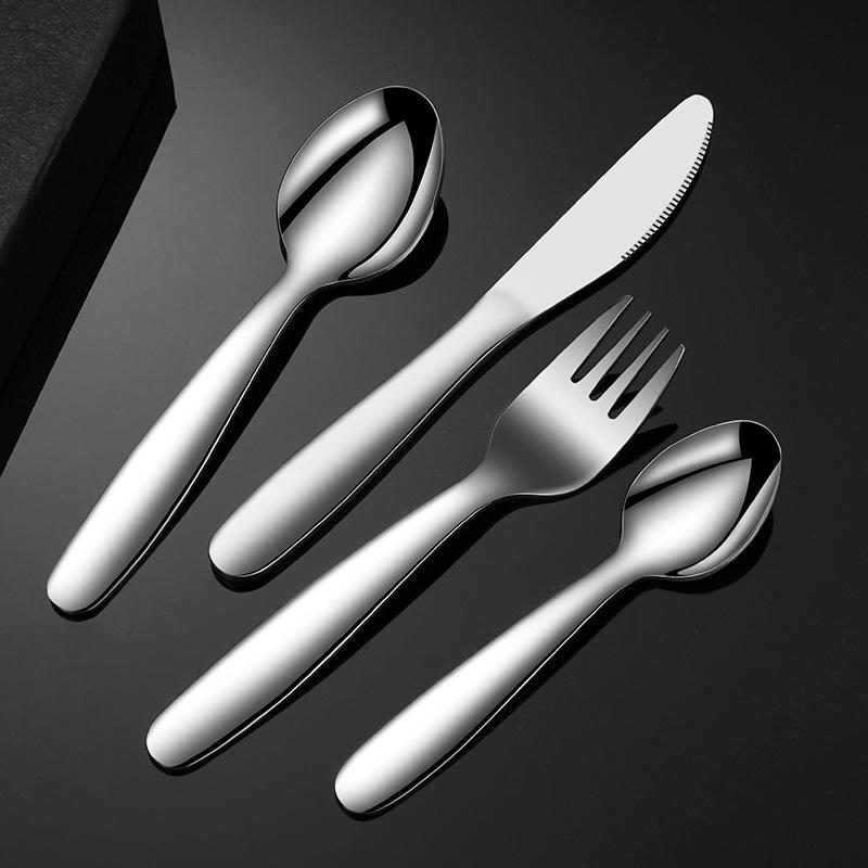 304 stainless steel tableware children's knives, forks, spoons baby complementary food feeding western food four-piece tableware set