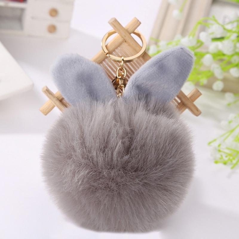 Soft Artificial Rabbit Furs Keychain Plushs Ball KeyRing Cute Pom Pom Bag Charm Car Pendant Decoration for Women Girls