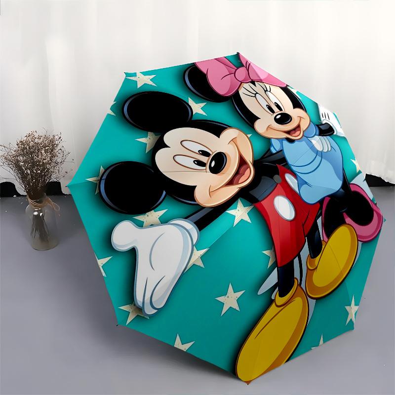 1pc Mickey Mouse,Minnie Mouse Automatic Folding Umbrella: Compact 8-Bone Design Cartoon Outdoor Travel Companion, Business Umbrella, Christm