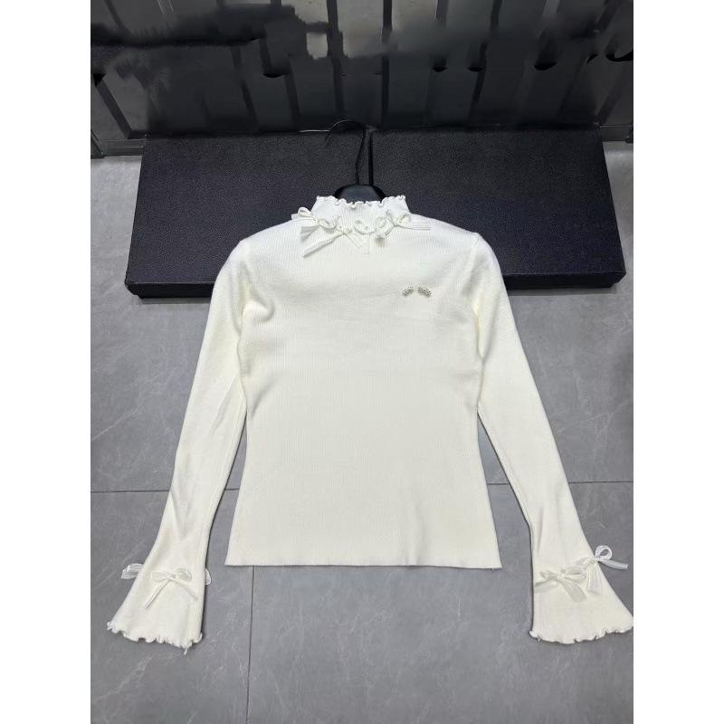 European Style High-Quality Spring Bow Neck Knit Base Layer