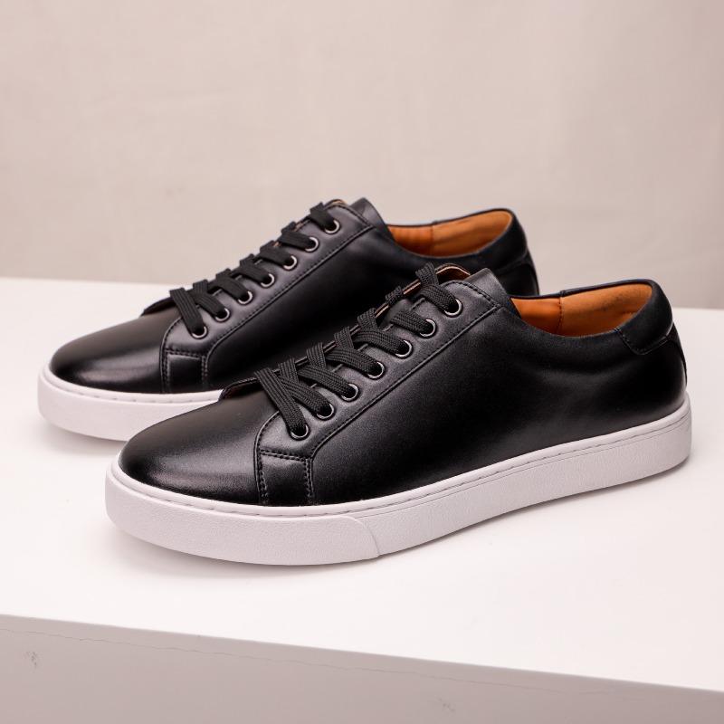 Large size retro men's white shoes versatile sneakers business casual leather shoes men's leather soft baseplate shoes men's shoes
