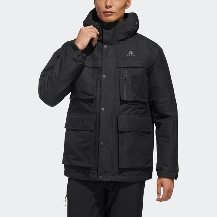 Adidas 3-in-1 Down Jacket with Detachable Hood and Multiple Pockets Men Outerwear Black GP2916