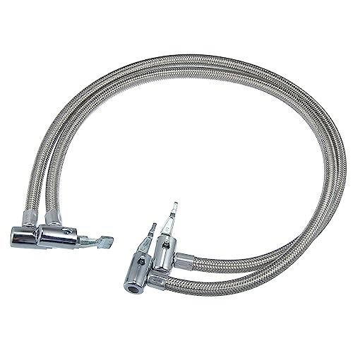 

X AUTOHAUX Адаптер шланга для накачивания шин, Двойное фиксирующееся соединение «фиксатор-фиксатор», Пневмопатрон с шлангом для стандартного вентиля шины, Тонкий, Без клапана сброса воздуха, 2 шт.,