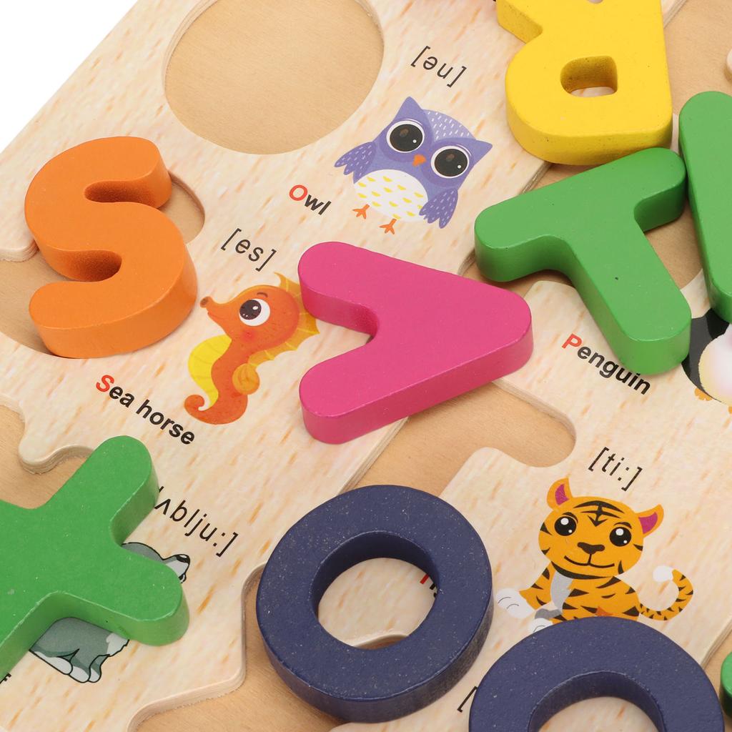Alphabet Puzzle Wooden Capital Letters Early Learning Cognitive Puzzle Board Intellectual Development Enlightenment Toys