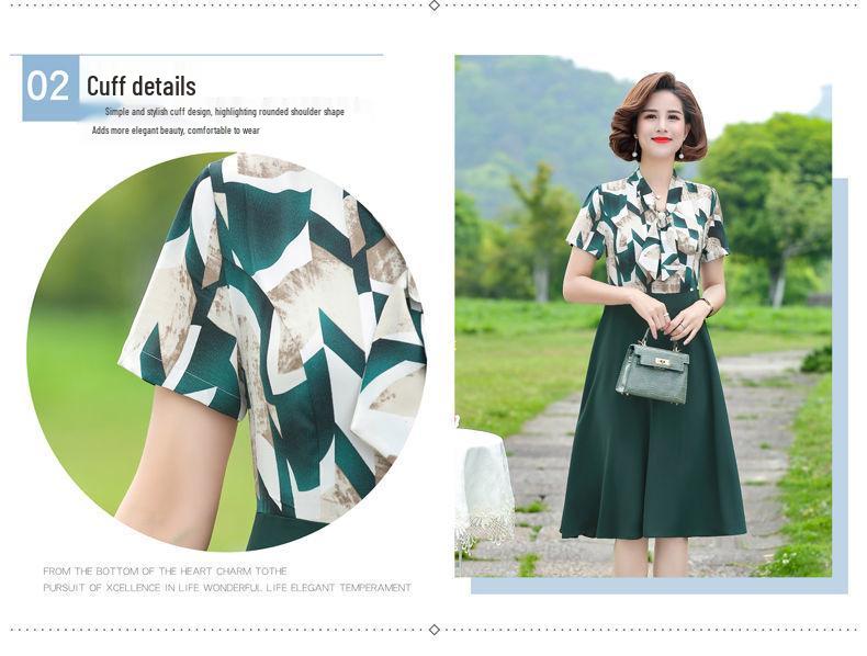 Abito estivo a lunghezza al ginocchio, morbido, per donne di mezza età e anziane - Design snellente in vita e alla moda