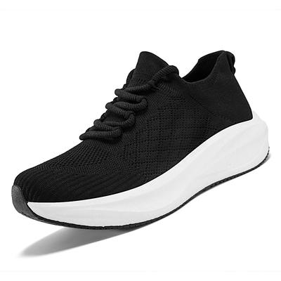 Unisex Wide Toe Couple Mesh Sneakers Breathable Lightweight Black Comfortable All Day Casual Walking Shoes for Daily Outdoor Wear