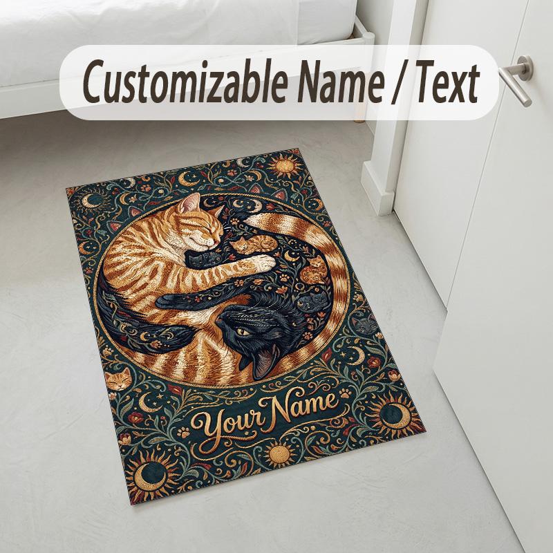 Yellow Daisies Theme Soft Crystal Velvet Rug Custom Name & Text Print Non Slip Floor Rug for Bedroom Living Room