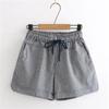 Womens Casual Plaid Drawstring Elastic Waist Shorts