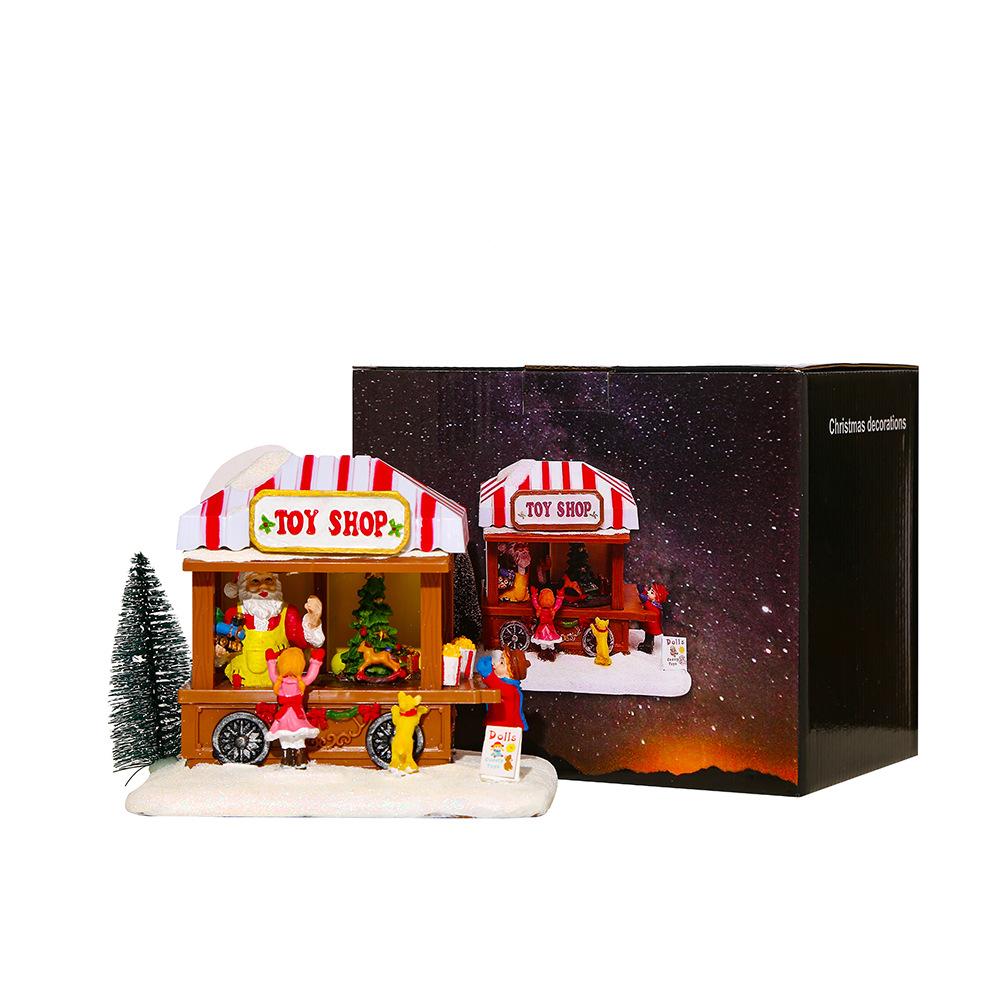 New Christmas Decorations Christmas Gifts Glowing Music House Tabletop Ornaments Resin Crafts
