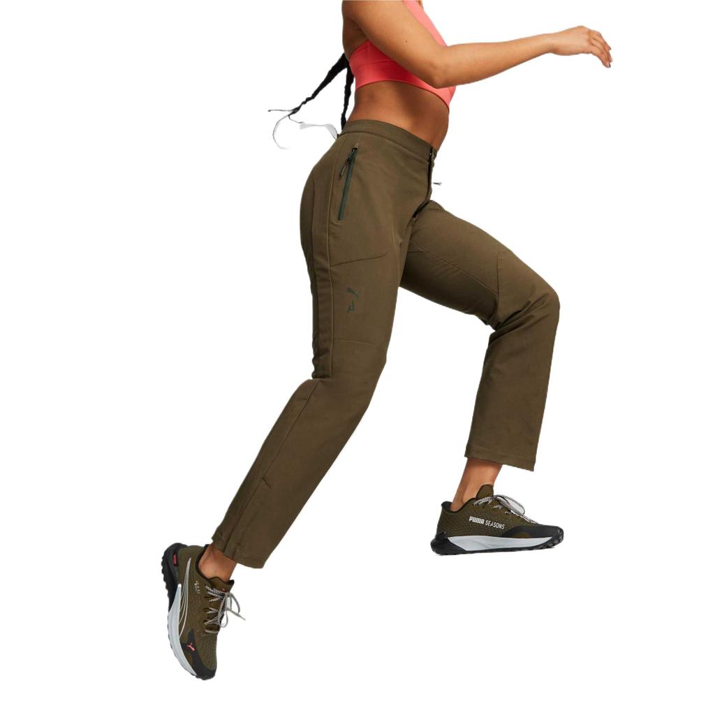Puma Comfortable Breathable Sports Zipper Straight Leg Casual Pants Women Pants Olive-Green 522584-62
