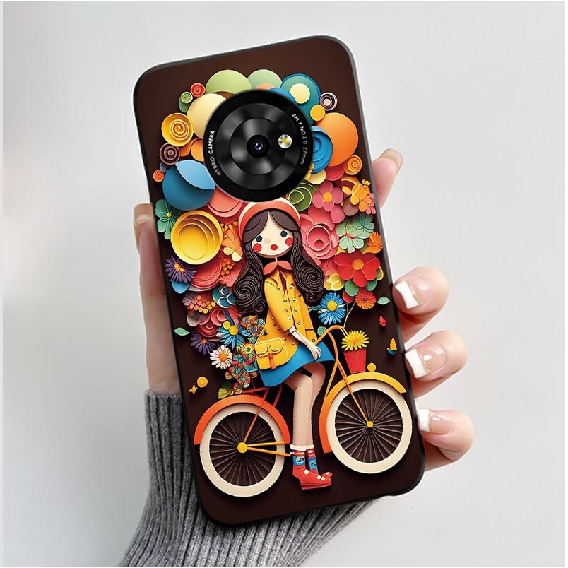 New Unique Cartoon Design Soft Silicone Black Casing For TCL Suixuetang M1 Fluffy Kitten Pattern Shockproof Protective Cover