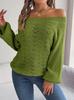 Real Shot 2025 Autumn/Winter Off-Shoulder Lantern Sleeve Sweater - Women's Solid Color Casual Wear