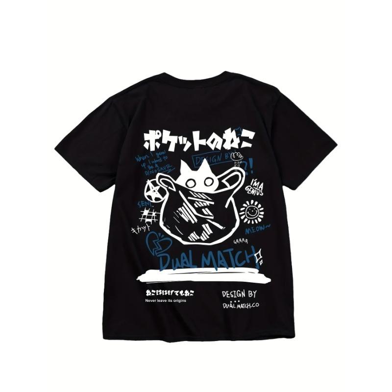 Women's Black Cat Print T-shirt Casual Short Sleeve for Women Harajuku Short Sleeve Tops Female Loose Clothing