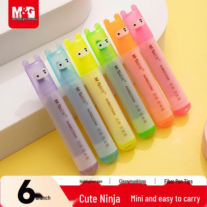 M&G Ninja Series 6-Color Chisel Tip Highlighter Set