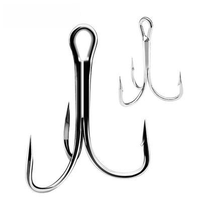 Leisure Guest Silver 3-Claw Luya Fishing Hook: Sizes 2#, 4#, 6#, 8#, 10#.