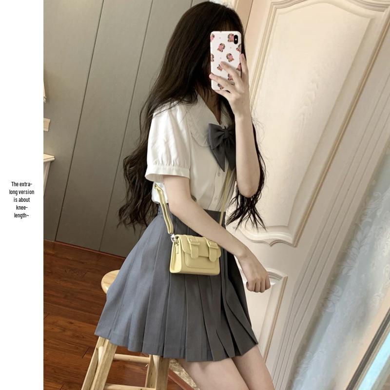 

Women s White Pleated Midi Skirt: High Waist, Slimming A-Line for All Seasons S (40-45 kg)