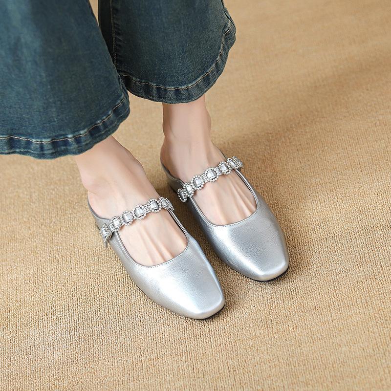Premium bag head half slippers women's outer wear spring and summer new with skirt inner height increase go out thick bottom sandals