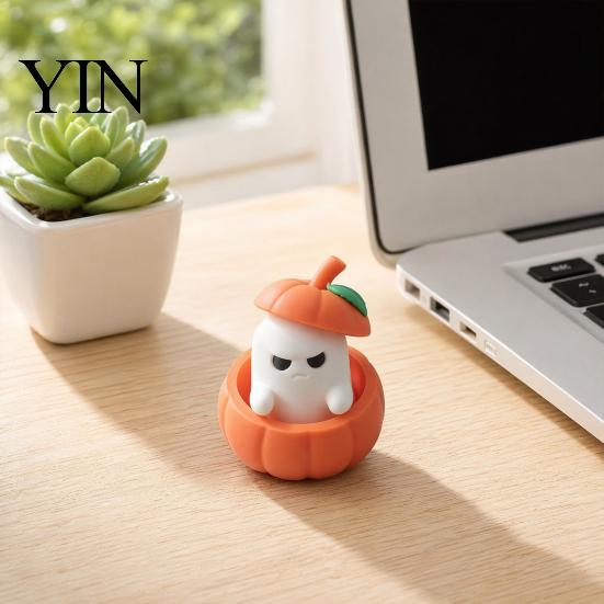 Pumpkin Ghost Ornament Halloween Ornament, 3D Printed Design Figure, Exquisite Decoration Mini Desktop for Scented Candles Figure