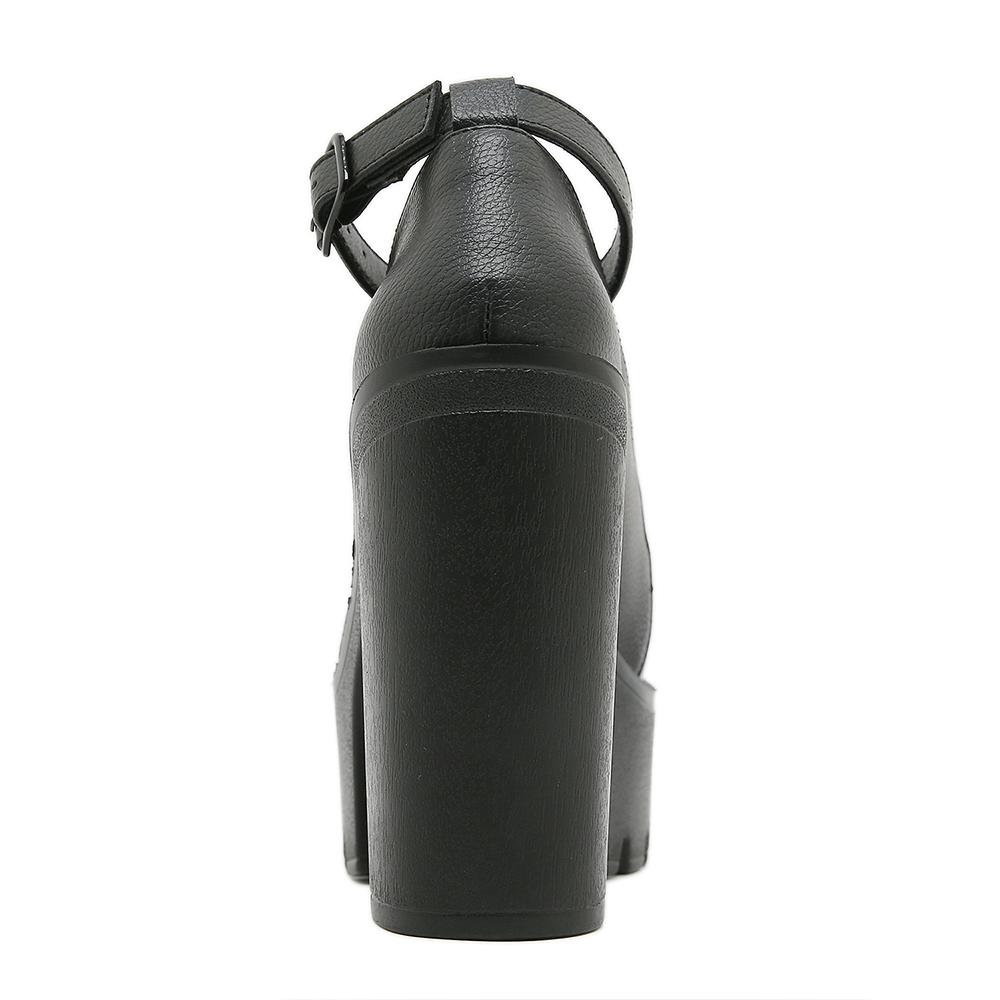 Gdgydh Czarne Mary Jane na platformie dla kobiet z klamrą Buty na wysokim obcasie Wygodne buty klubowe Obcasy blokowe Pasek na kostce