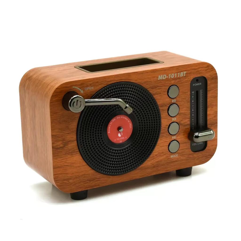 Classic Vintage Bluetooth Speaker Portable Wood Grain Soundbar Subwoofer Wireless Retro Music Player Support TF Card USB AUX FM