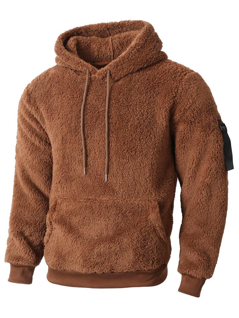 2025 Autumn/Winter European & American Men's Plush Lined Hooded Sweatshirt Jacket