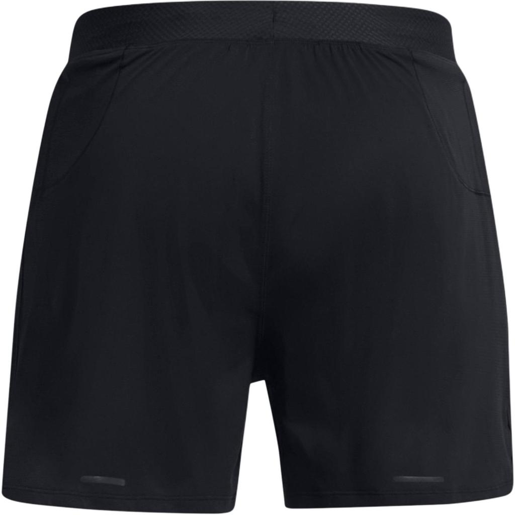 Under Armour Launch Elite Logo Print Solid Color Elastic Mid Waist Three Quarter Casual Shorts Men shorts Black 1382646-001